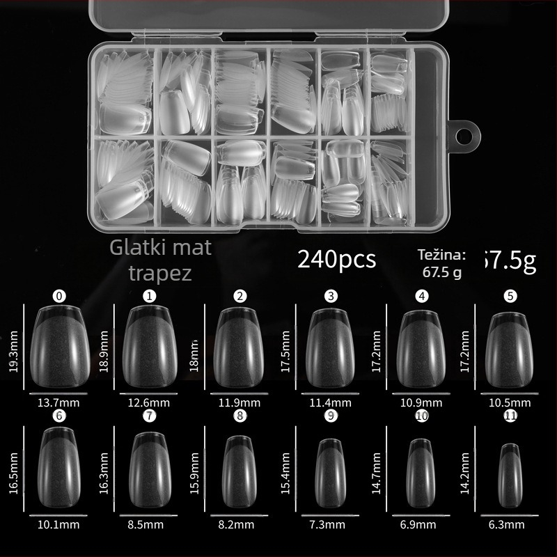 Lak za nokte, sklopivi, bešavni list za nokte, sjajni matirani ultra tanki ekstenzijski flaster za umjetne nokte, 240 komada u kutiji