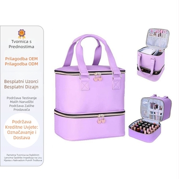 Vrećica za pohranu laka za nokte, dvoslojna za umjetnost noktiju i eterična ulja, može držati 30 bočica sa stalkom i lampom, vodootporni materijal Amazon