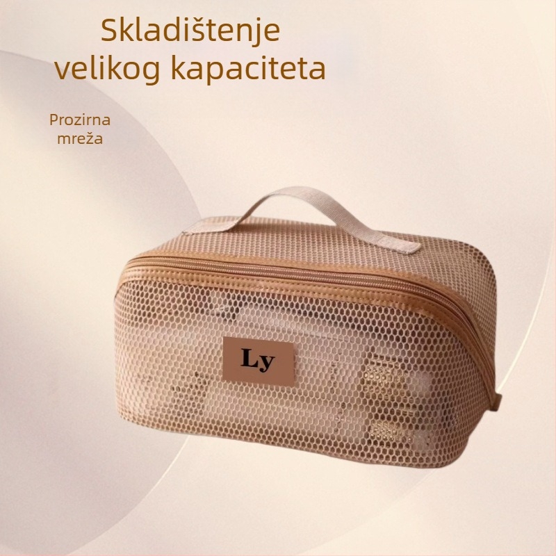 Prekogranična nova mrežasta kozmetička torba velikog kapaciteta za žene, vrhunska prijenosna višenamjenska torba za pohranu toaletnih potrepština s pregradama