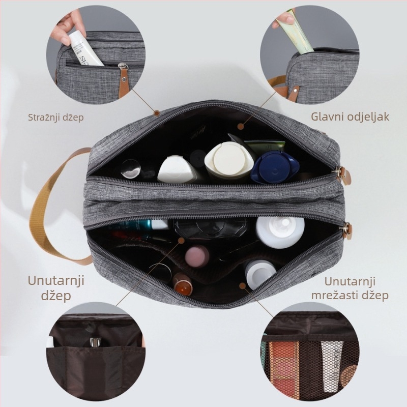 Kationska putna torba za pohranu, razdvojena torba za toaletni pribor, prijenosna kozmetička torba velikog kapaciteta za muškarce, poslovna putovanja
