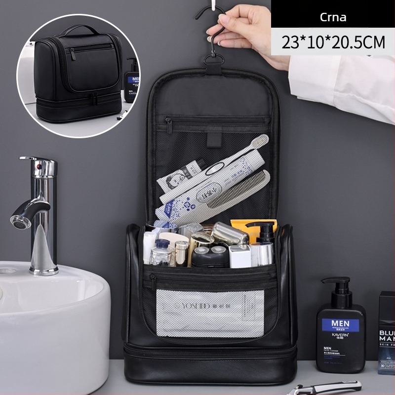 Prekogranična nova višenamjenska dvoslojna viseća PU muška torba za pranje rublja velikog kapaciteta, putna prijenosna kozmetička torba za pohranu
