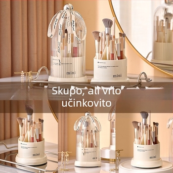 Rotirajuća kutija za pohranu kozmetike, višeslojni cilindar za pohranu olovki za obrve, stolni toaletni stolić, držač olovki, stalak za pohranu ruža za usne