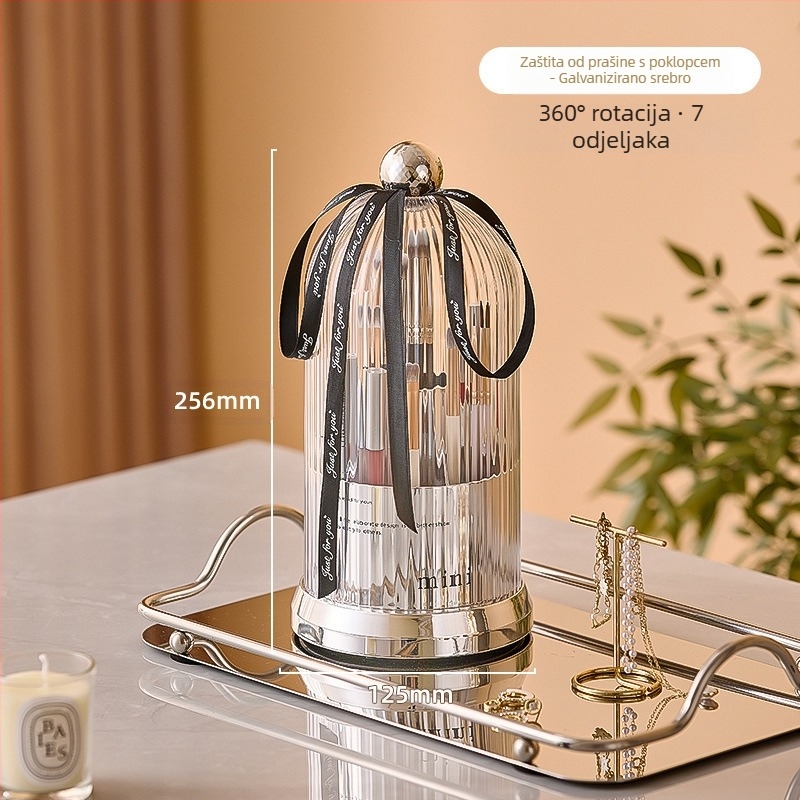 Rotirajuća kutija za pohranu kozmetike, višeslojni cilindar za pohranu olovki za obrve, stolni toaletni stolić, držač olovki, stalak za pohranu ruža za usne
