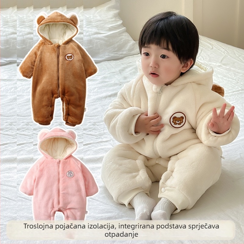 Xinyi dječji kombinezon s kapuljačom za jesen i zimu, zadebljani topli kombinezon za novorođenče, za muške i ženske bebe