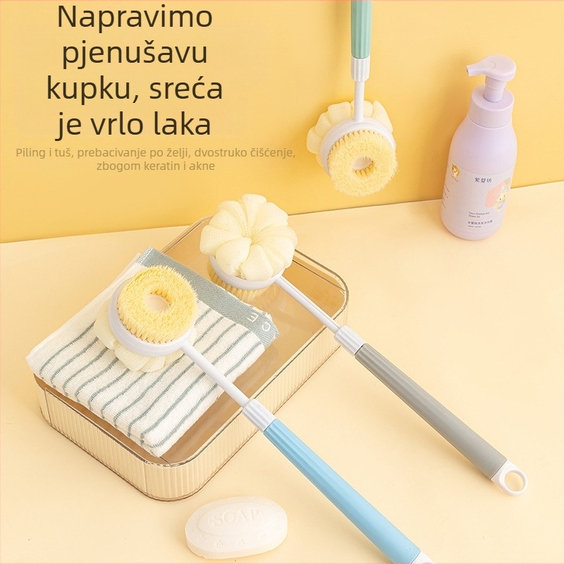 Uvlačiva četka za kupanje, četka za kupanje s artefaktom i mekom dlakom, četka za kupanje s četkicom za trljanje leđa, četka za blato, duga četka za kupanje s četkicom za trljanje leđa