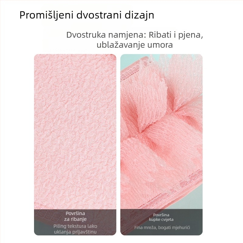 Dugi ručnik za trljanje, poseban kućanski ručnik za dvostruku upotrebu, Rabe, artefakt četka za trljanje kupke, leđa, cvijet za kupanje, 2 u 1