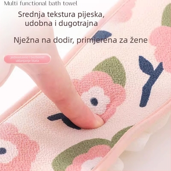 Ručnik za piling leđa s trakom za dvostruku upotrebu, snažno sredstvo za uklanjanje mrlja za odrasle, nova traka za piling leđa s motivom cvijeta za kupanje za muškarce i žene
