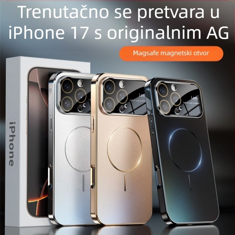 Pogodno za Iphone16 Promax magnetska maska za telefon s velikim prozorom, matirana, srebrnasta, trenutno se pretvara u zaštitnu masku za Apple 17