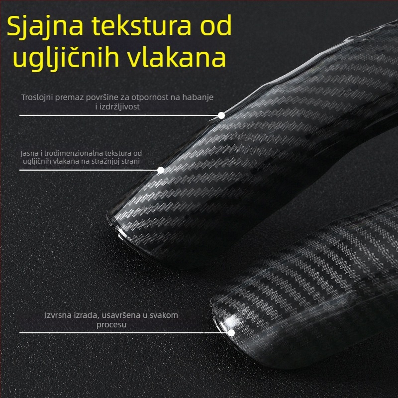 Ukrasna zaštitna navlaka za volan automobila s uzorkom od karbonskih vlakana, pokrivač ručke sportskog volana automobila
