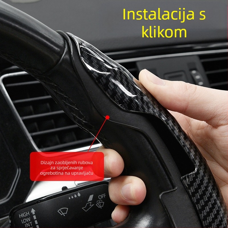 Ukrasna zaštitna navlaka za volan automobila s uzorkom od karbonskih vlakana, pokrivač ručke sportskog volana automobila