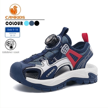 Camkids ljetne nove dječje sandale s kapom na prstima, prozračne, neklizajuće, mekane, za dječake, otporne na habanje, na otvorenom