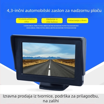Automobilski zaslon, univerzalni 4,3-inčni digitalni LCD TV visoke razlučivosti, slika za vožnju unatrag, DVD s malim zaslonom