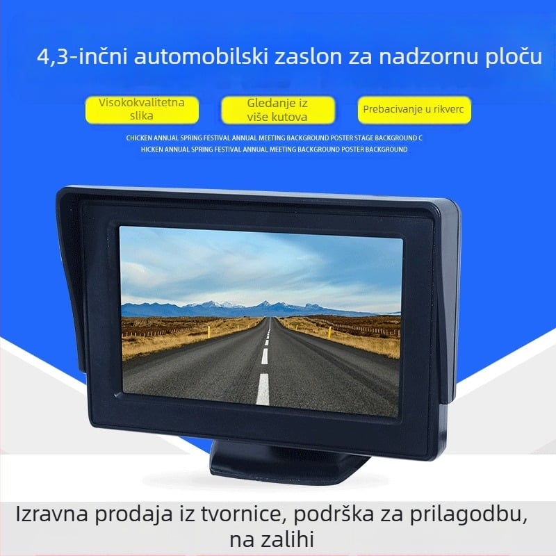 Automobilski zaslon, univerzalni 4,3-inčni digitalni LCD TV visoke razlučivosti, slika za vožnju unatrag, DVD s malim zaslonom