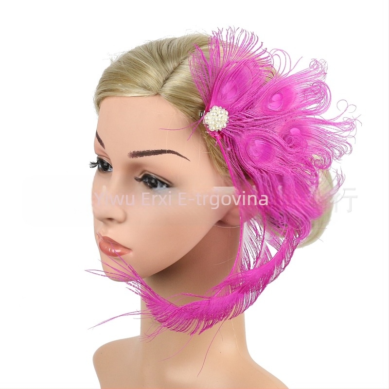 Europski i američki vrući prodajni pokrivač za glavu s paunovim perjem za zabavu, pretjerana ukosnica za kosu, butik cilindar