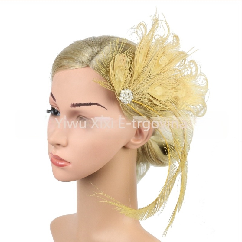 Europski i američki vrući prodajni pokrivač za glavu s paunovim perjem za zabavu, pretjerana ukosnica za kosu, butik cilindar