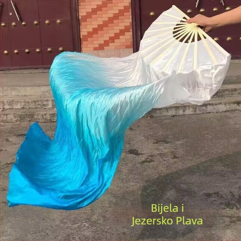 Olovni svileni plesni lepeza plesni lepeza koi kopija lepeze klasični ples dugi lepeza antikni gradijent dugi debeli svileni lepeza