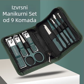 Torba s patentnim zatvaračem, set od 9 dijelova, crni set škarica za nokte, alati za ljepotu, poklon set veleprodaja