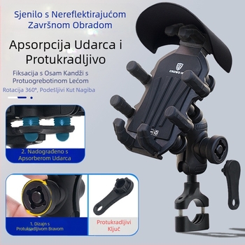 Nosač za mobitel H5X za motocikl, amortizacija udaraca, protuprovalna zaštita, br. 9, dostava električnih vozila