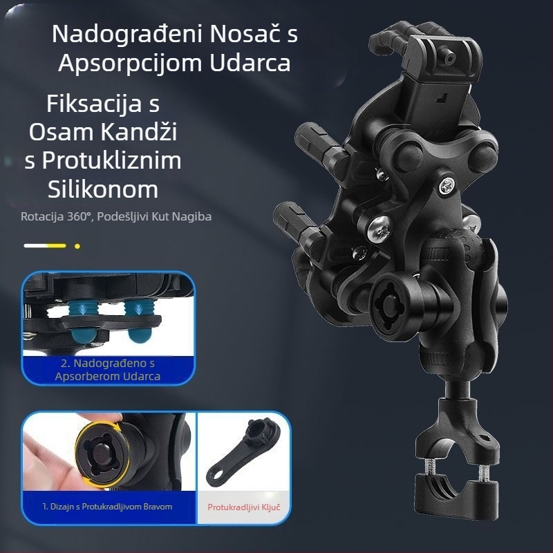 Nosač za mobitel H5X za motocikl, amortizacija udaraca, protuprovalna zaštita, br. 9, dostava električnih vozila