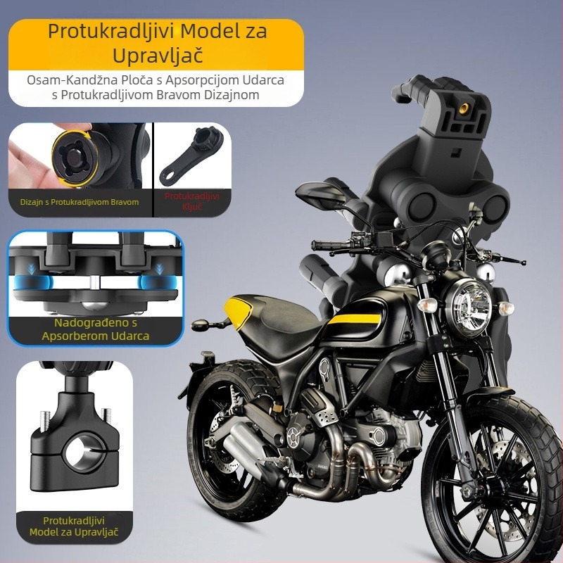 Nosač za mobitel H5X za motocikl, amortizacija udaraca, protuprovalna zaštita, br. 9, dostava električnih vozila