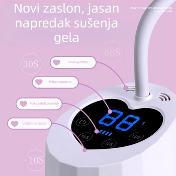 Stolna lampa za nokte Lotus s inteligentnim senzorom i zaslonom, UV lampa za sušenje, brzosušeća lampa za pečenje noktiju