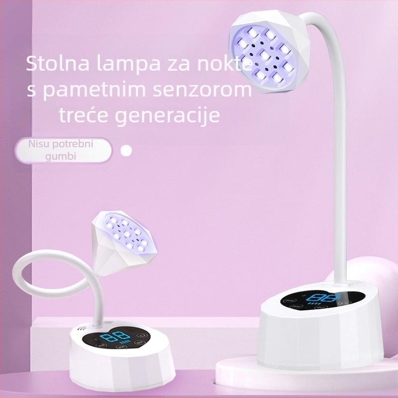Stolna lampa za nokte Lotus s inteligentnim senzorom i zaslonom, UV lampa za sušenje, brzosušeća lampa za pečenje noktiju