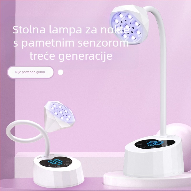 Stolna lampa za nokte Lotus s inteligentnim senzorom i zaslonom, UV lampa za sušenje, brzosušeća lampa za pečenje noktiju
