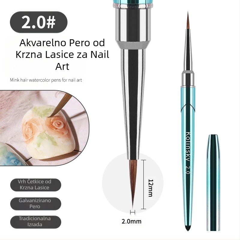 Nova gradijentna olovka za nokte s dlakom od nerca, razmazivanje linije, obojena metalna olovka za akvarel, trgovina noktima, akvarel, poseban alat