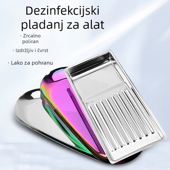 Posebna dezinfekcijska ploča za alate za nokte, zadebljani nehrđajući čelik 304, otporan na koroziju i visoke temperature, za pohranu i prijenosno skladištenje alata za nokte.
