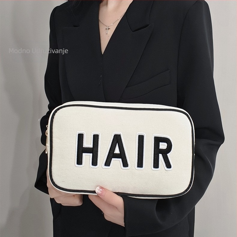 Jednostavna kozmetička torba s vezom slova, prijenosna višenamjenska torba, torba za pohranu kozmetike za usne velikog kapaciteta, torbica za ključeve