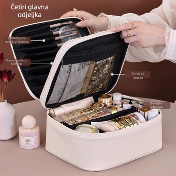 Prekogranična dvoslojna četverodijelna PU velika kozmetička torba za žene, prijenosna visokokvalitetna kozmetička torba velikog kapaciteta