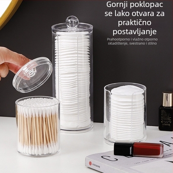 Dvoslojna okrugla prozirna kutija za pohranu pamučnih štapića za kućnu upotrebu, kutija za šminkanje za čačkalice velikog kapaciteta, kreativne jednostavne kutije