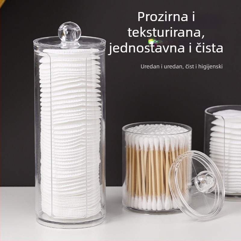 Dvoslojna okrugla prozirna kutija za pohranu pamučnih štapića za kućnu upotrebu, kutija za šminkanje za čačkalice velikog kapaciteta, kreativne jednostavne kutije