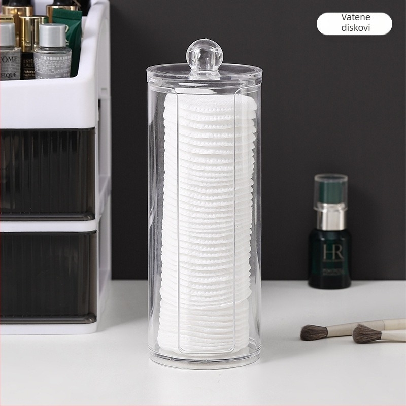 Dvoslojna okrugla prozirna kutija za pohranu pamučnih štapića za kućnu upotrebu, kutija za šminkanje za čačkalice velikog kapaciteta, kreativne jednostavne kutije