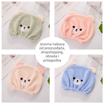 Šešir za suhu kosu slatka južnokorejska kapa za tuširanje s medvjedom mekani upijajući ručnik za suhu kosu izvozne kvalitete tvornice na zalihi generacije kose
