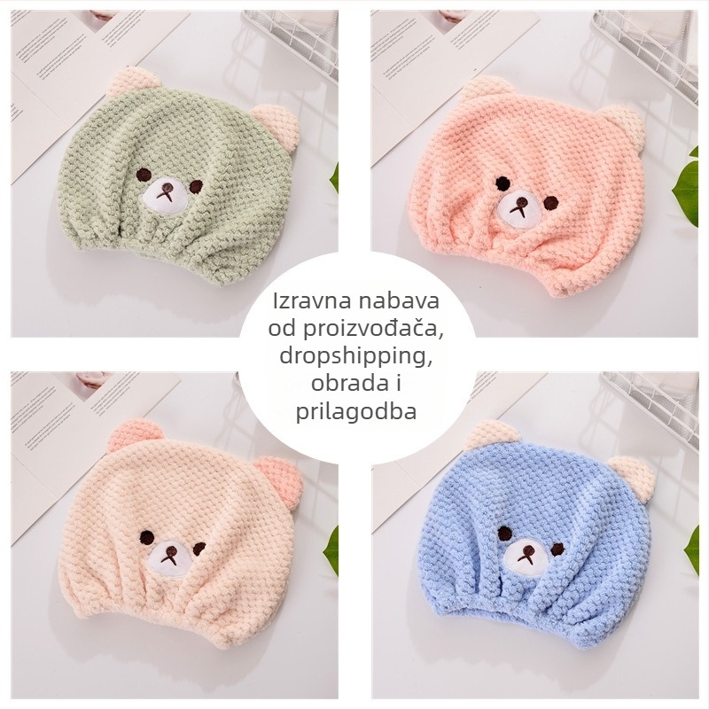 Šešir za suhu kosu slatka južnokorejska kapa za tuširanje s medvjedom mekani upijajući ručnik za suhu kosu izvozne kvalitete tvornice na zalihi generacije kose