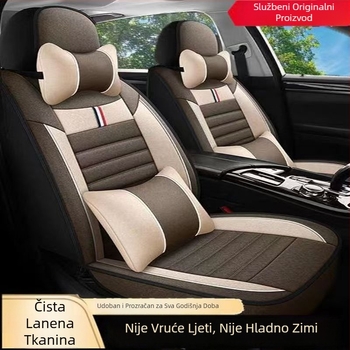 Jastuk za autosjedalicu, univerzalni za sva godišnja doba, navlaka za sjedalo od lana, ljetna navlaka za sjedalo od tkanine, potpuno zatvorena posebna navlaka za jastuk za sjedalo, prozračni lan