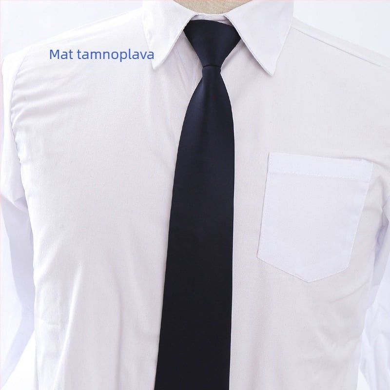 Muška kravata za haljine, poslovna, 8 cm, mat platnena, s patentnim zatvaračem, bez čvorova, crna, tamnoplava, crvena