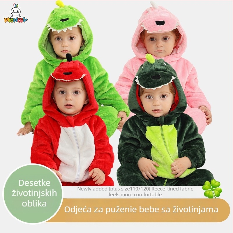 Mi Gillian Novo flanelsko odijelo za penjanje klase A Dječja pidžama s dinosaurima Dječja kućna odjeća Prekogranični kombinezon Odijelo za penjanje