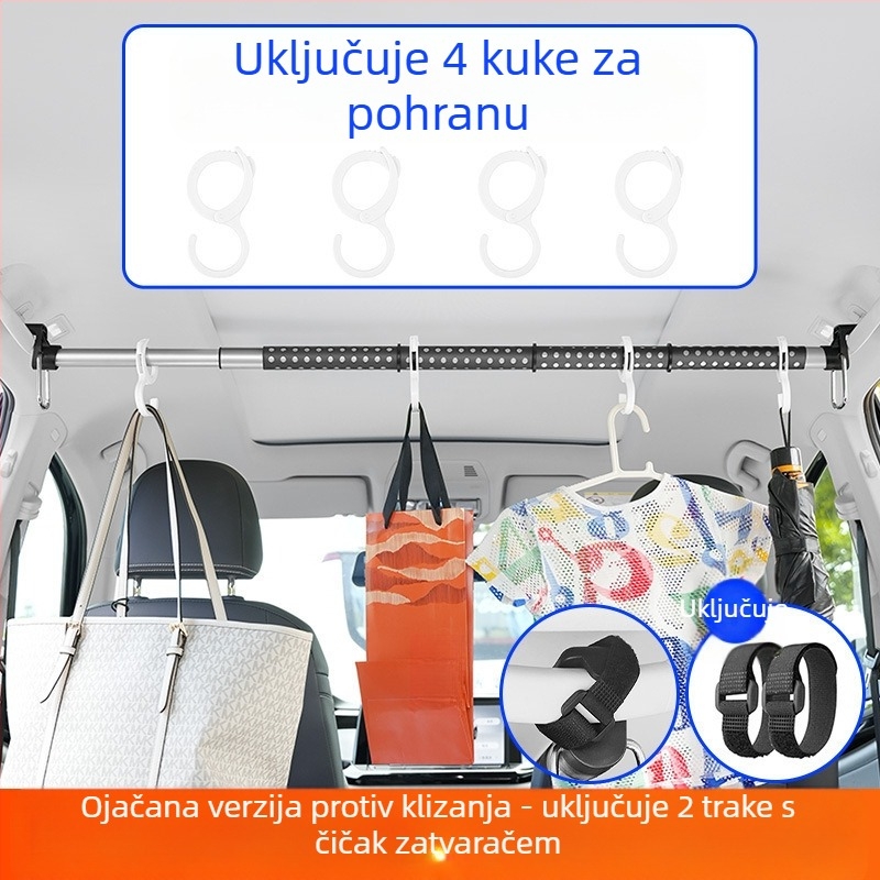 Vješalica za odjeću za automobil, višenamjenska teleskopska, stražnja ručka za automobil, veliki kapacitet, vješalica za sušenje odjeće, Metabo