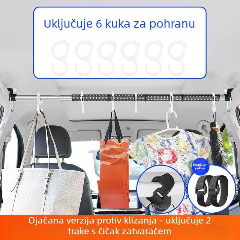 Vješalica za odjeću za automobil, višenamjenska teleskopska, stražnja ručka za automobil, veliki kapacitet, vješalica za sušenje odjeće, Metabo