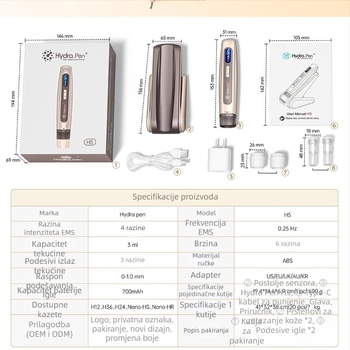 Prekogranični novi Hydra pen H5 električni instrument za nano mikroiglice MTS mikrostrujni EMS instrument za ljepotu