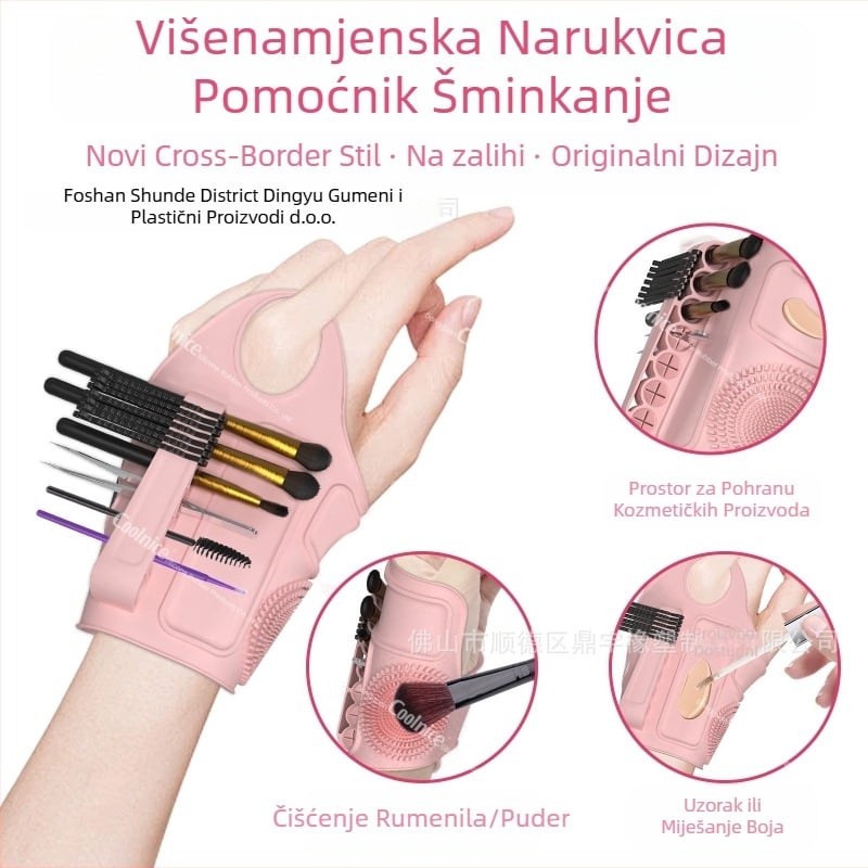 Amazon Silikonska podloga za šminku Pomoćni remen za ruke Višenamjenska paleta za čišćenje četkica za šminku Alat za ljepotu