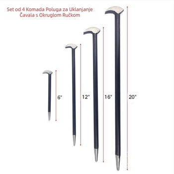 Tvornički direktno prodajni set od 4 okrugle poluge, alat za uklanjanje čavala, toplinski obrađena na oba kraja 6"12"16"20" Efi poluga