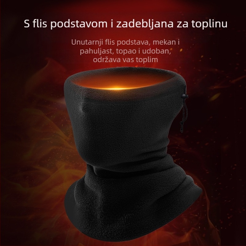 Vanjski topli šal za vrat od flisa, skijaška maska od polarnog flisa, biciklistička kapa otporna na vjetar, šal s vezicom zadebljanog vrata za jesen i zimu