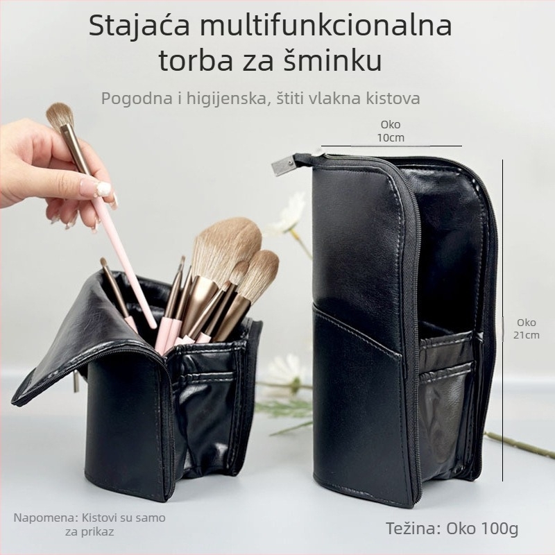 HappyMakeup vertikalna kozmetička torba, prijenosna PVC torba velikog kapaciteta, prozirna vertikalna torba za pohranu kozmetičkih kistova