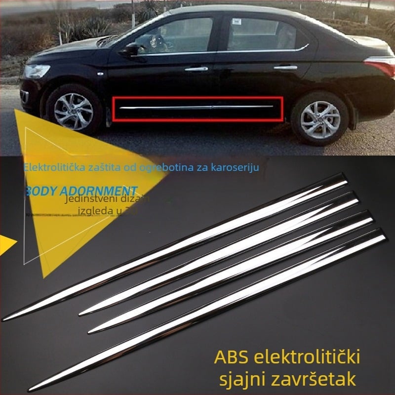 Naljepnice s galvaniziranom kromiranom ukrasnom trakom za vrata automobila, modificirane bočne suknje karoserije, naljepnice od karbonskih vlakana otporne na ogrebotine