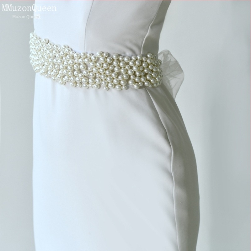 Manzhen Ženski biserni pojas Modna haljina Dekorativni čipkasti pojas Modna haljina Biserni lanac za struk M122