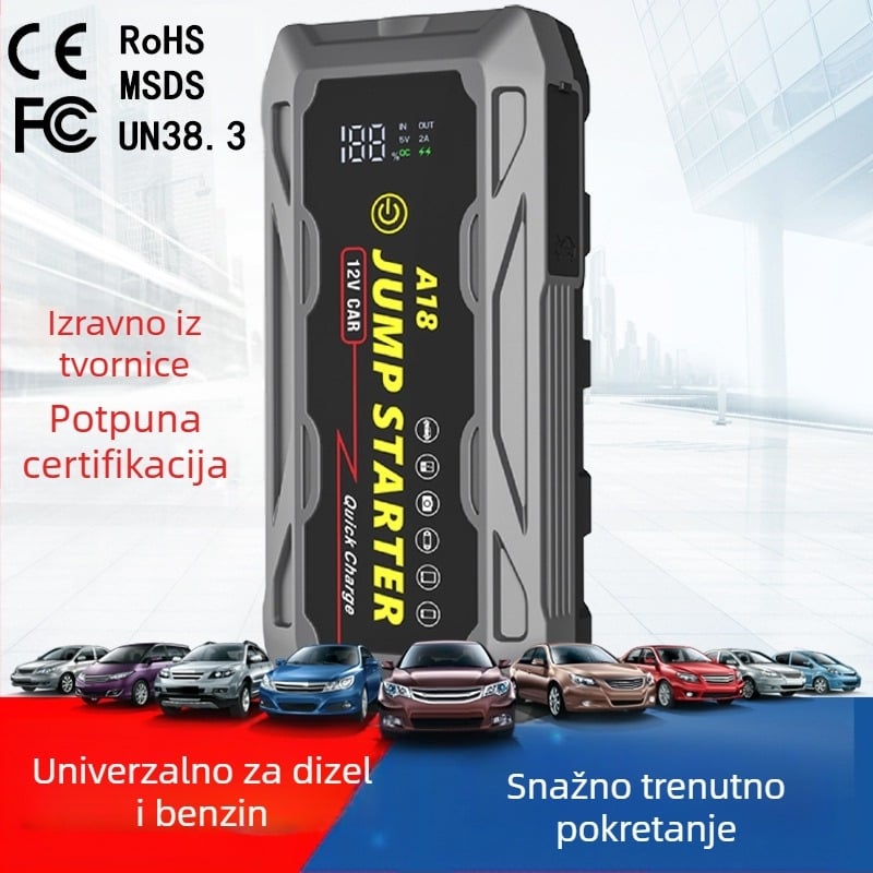 Prijenosni višenamjenski vodootporni 12V auto napajanje za hitne slučajeve s baterijom od 66W za brzo punjenje