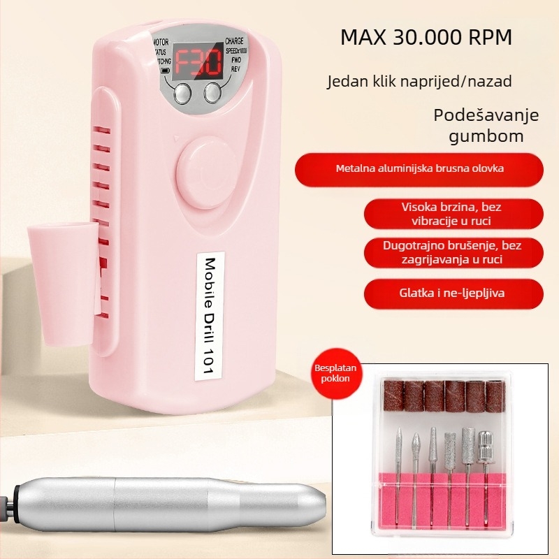 Brusilica za nokte ne gori, punjenje odstranjivača noktiju, profesionalna glava za brušenje uklanjanja noktiju, ručna, prijenosna, električna brusilica za nokte